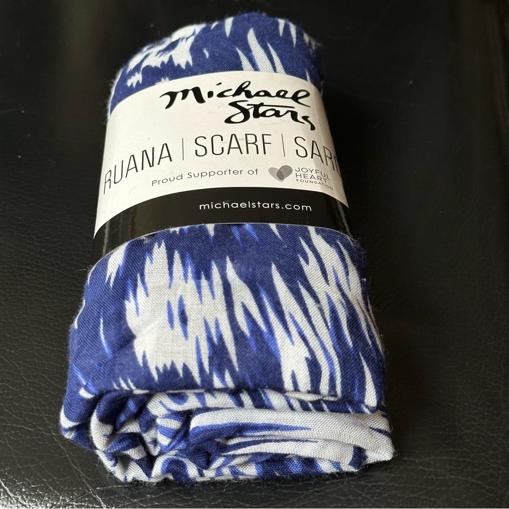 Michael Stars Blue and White Ruana Scarf